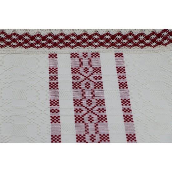 Față de masă crem cu inserție roșie și dantelă crem cu roșu 100 x 100 cm Față de masă crem cu inserție roșie și dantelă crem cu roșu 100 x 100 cm