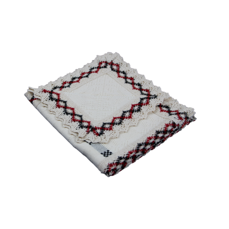 Față de masă crem cu inserție roșie și dantelă crem cu roșu și negru 75 x 75 cm Față de masă crem cu inserție roșie și dantelă crem cu roșu și negru 75 x 75 cm