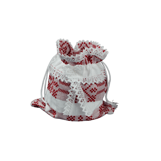 Traistuță cu șnur 18 x 16 cm model cu fundă Traistuță cu șnur 18 x 16 cm model cu fundă