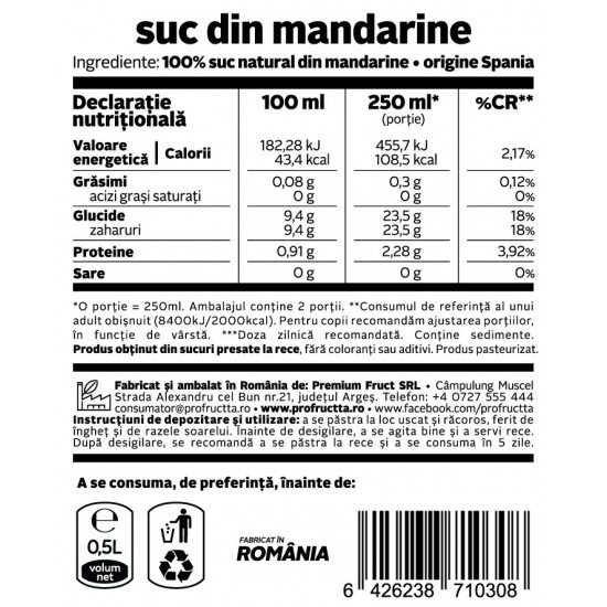 Suc din Mandarine 500 ml