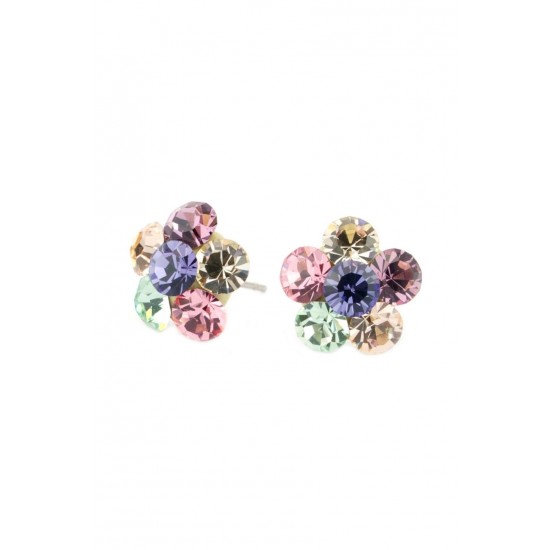 Cercei Round Stones Chaton Flower Ss24, Model 350