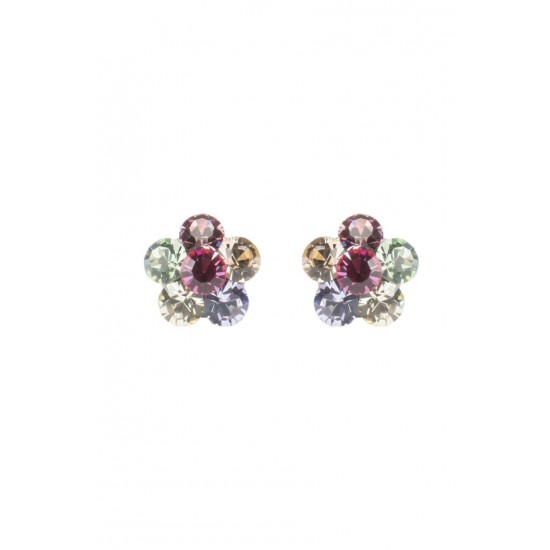 Cercei Round Stones Chaton Flower Ss24, Model 401