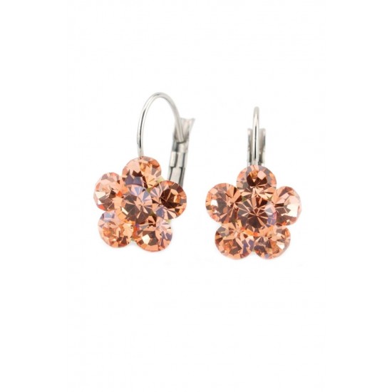 Cercei Round Stones Chaton Flower Ss29, Model 334