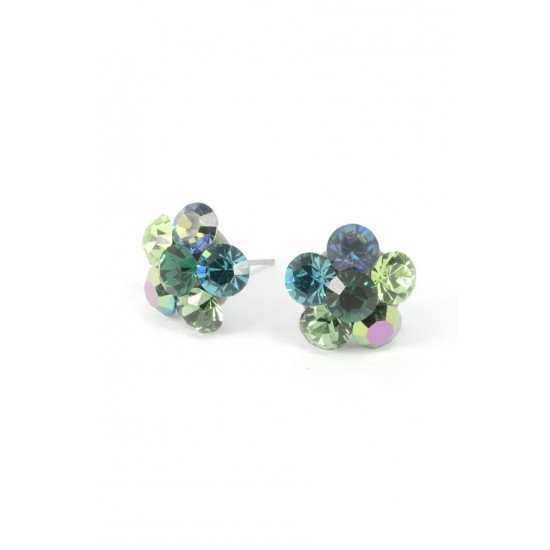 Cercei Round Stones Chaton Flower Ss29, Model 361