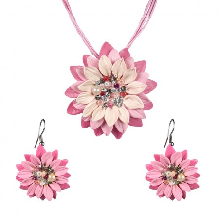 Set Handmade Cu Cercei Lungi Cu Cristale, Model 30