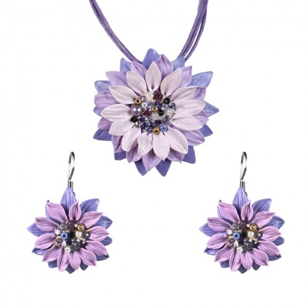 Set Handmade Cu Cercei Lungi Cu Cristale, Model 32